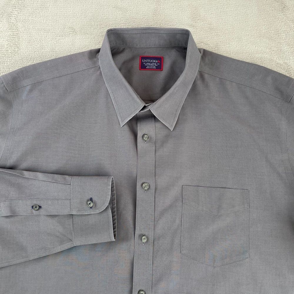 UNTUCKit Shirt Men 3XLT Tall Grey Wrinkle Free Long‎ Sleeve Casual Preppy NWOT